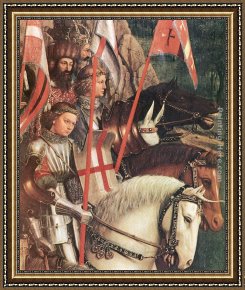 St Wolfgang Altarpiece Circumcision Framed Paintings - The Ghent Altarpiece The Soldiers of Christ [detail] by Jan van Eyck